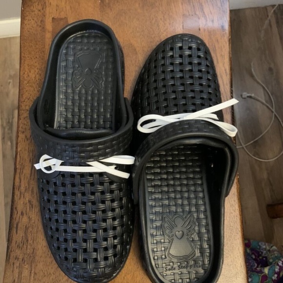 BARBARA KING SOLE STEPPERS SLIP ON GARDENING SHOES W/ INSERTS NEW M 9-10 BLACK - Picture 3 of 4